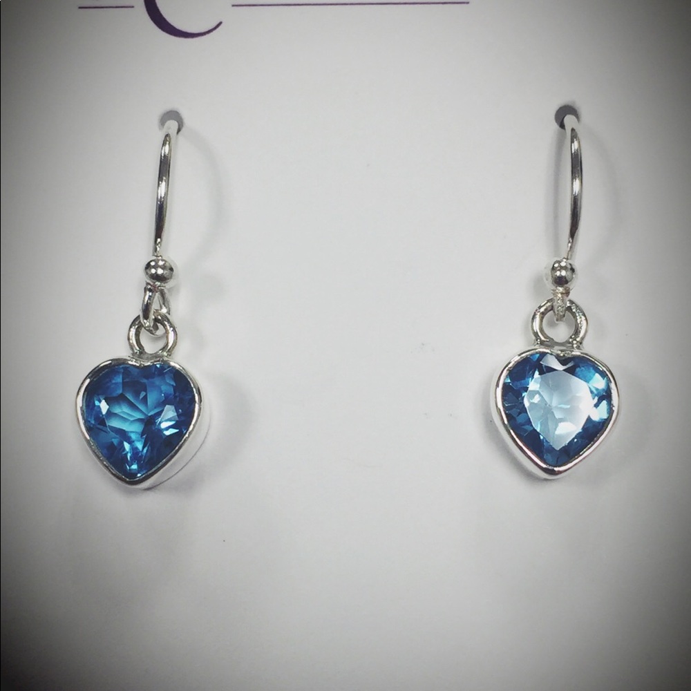 Blue Topaz Heart Cut Earring